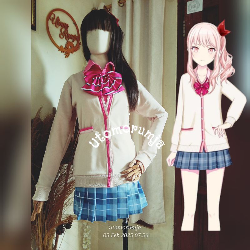 utomorumja kostum cosplay Project Sekai Pakaian Seragam Sekolah Akiyama Mizuki revi