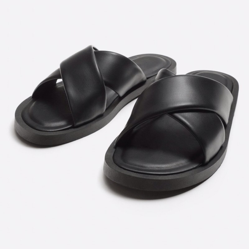 ZARA Men Sandal Criss Cross Sendal Pria Black