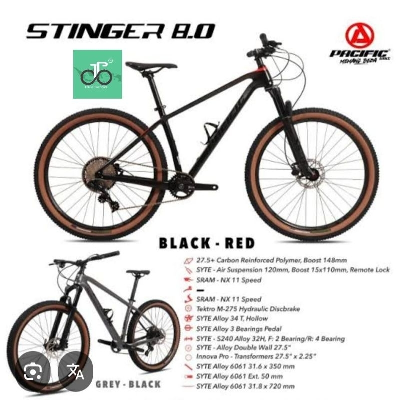 Sepeda MTB 27.5" Pacific Stinger 8.0 CARBON 8