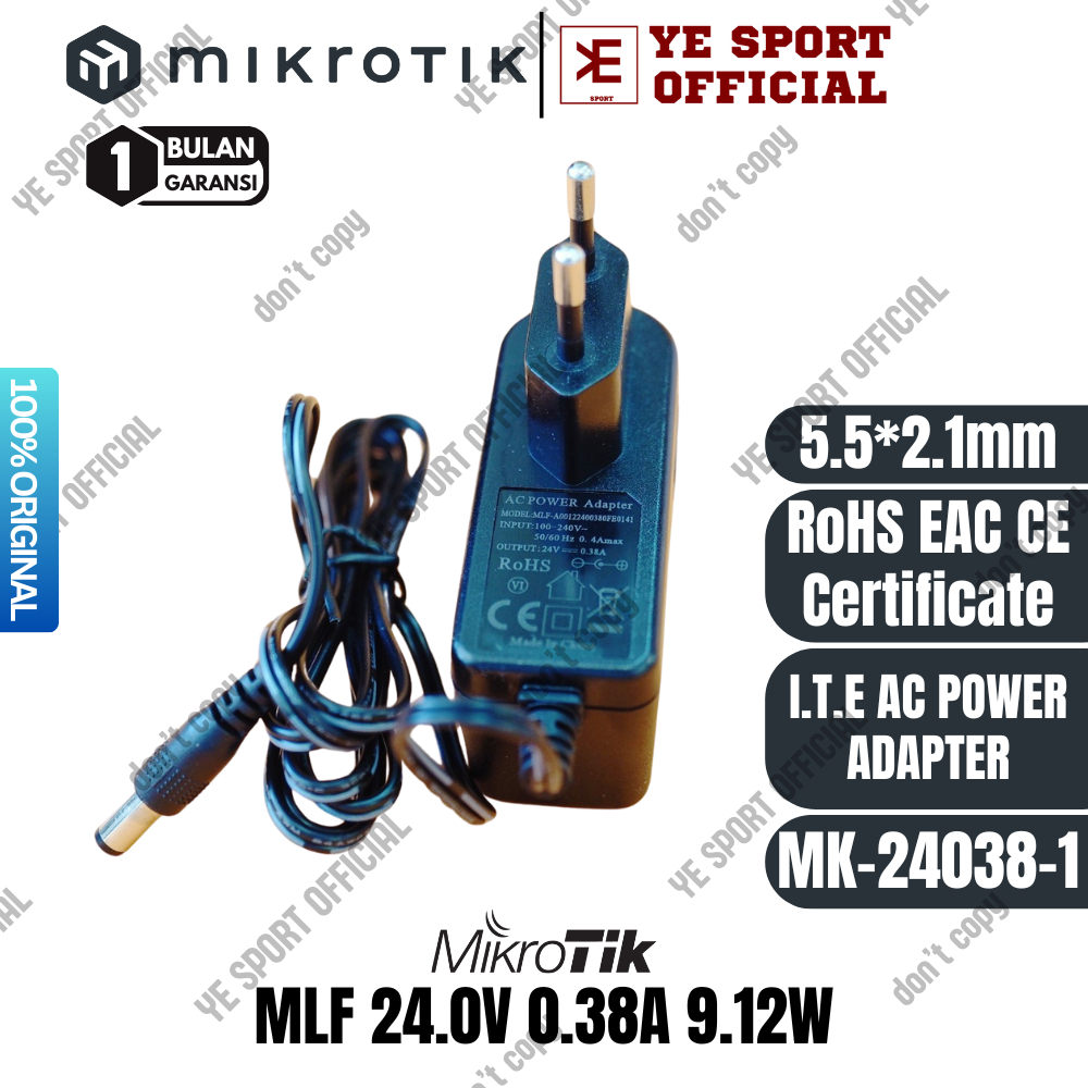 Mikrotik Power Adaptor 24V 0.38A Original A0076