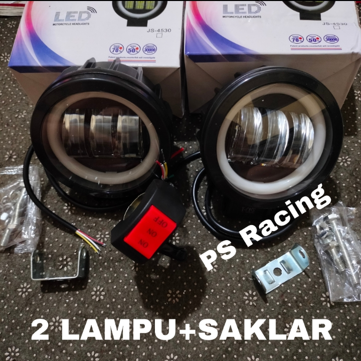 2PCS+SAKLAR LAMPU TEMBAK DAYMAKER 3 LENSA BULAT KOTAK KUALITAS SUPER TERANG daymaker 3lensa biru kot