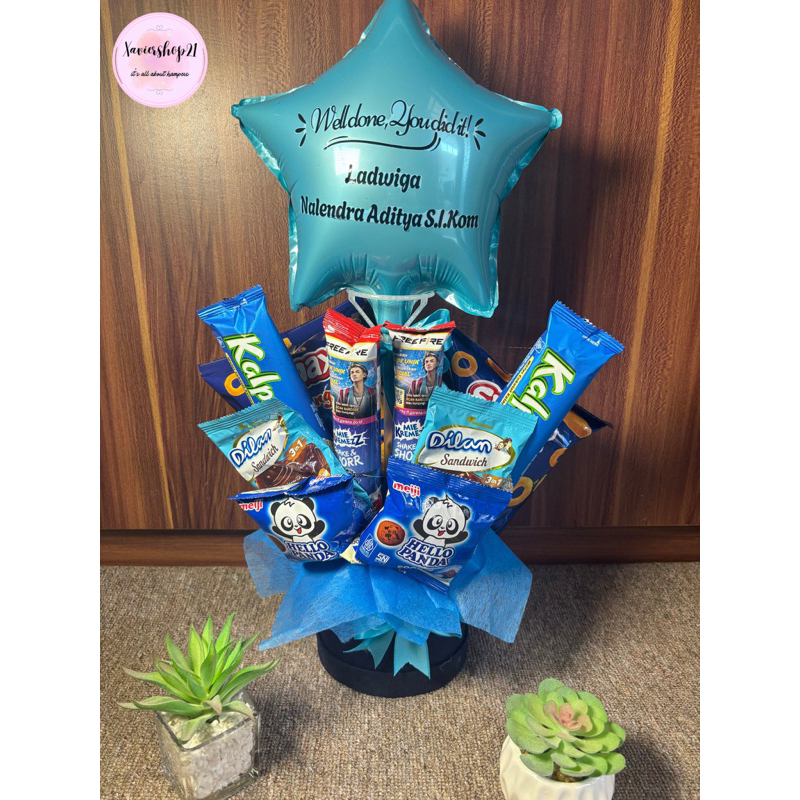 READY! BUKET SNACK + BALON FOIL / SNACK BLOOM BOX