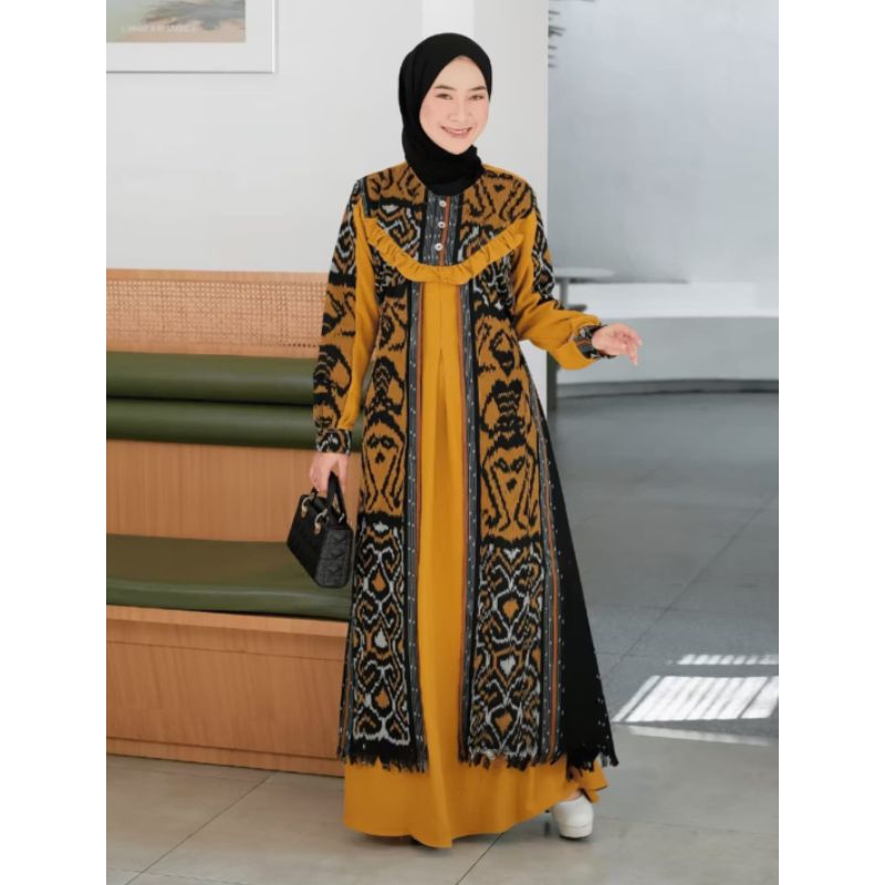 Gamis Dress Tenun Casual Rekomendasi Untuk Busui Gamis Lebaran