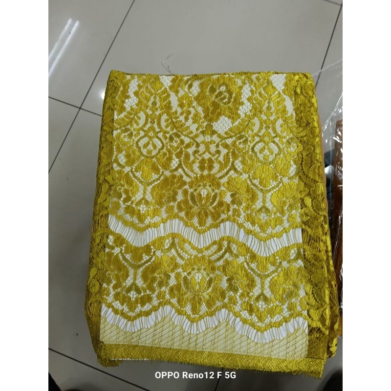 BAHAN KEBAYA BRUKAT SAINT LAURENT KUNING LEMON.