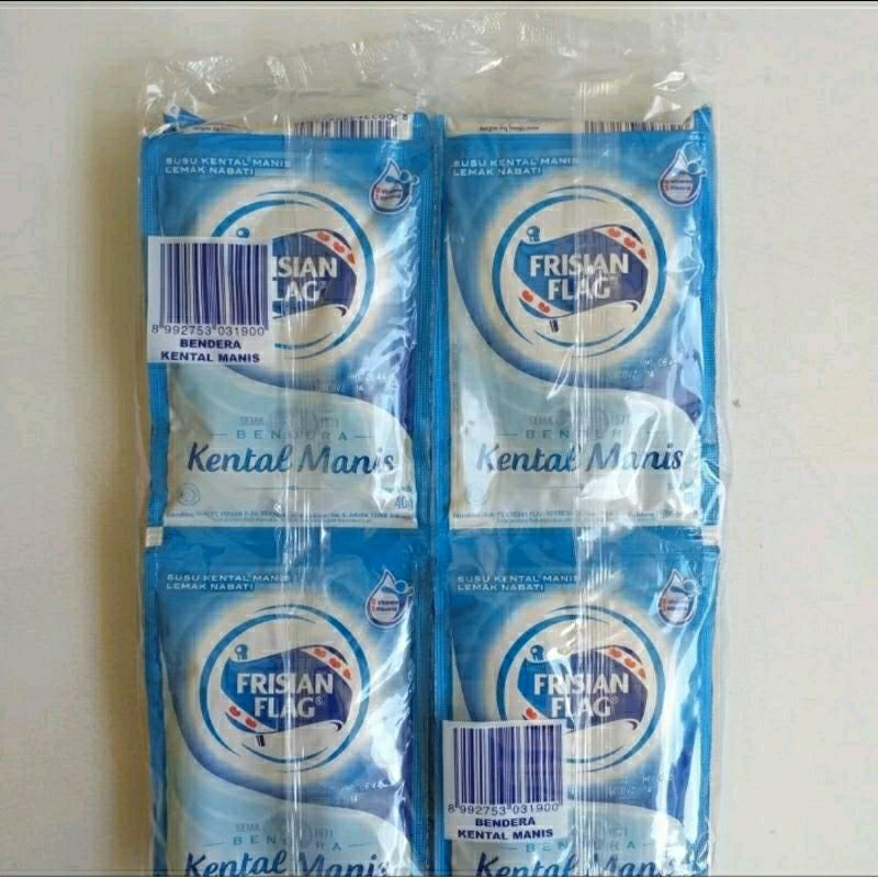 

Susu Kental Manis Frisian Flag Putih Coklat Kemasan Renceng 38g / Susu Kental Manis SKM Frisian Flag Renteng isi 6 Susu Bendera