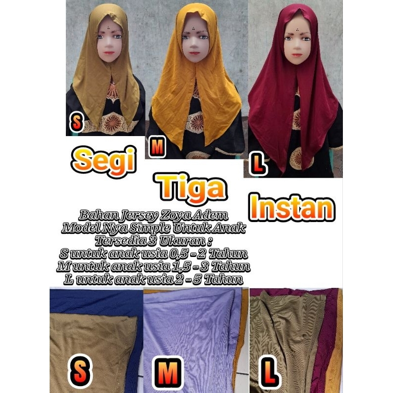 Jilbab Segi Tiga Instan Anak Bahan Jersey Zoya