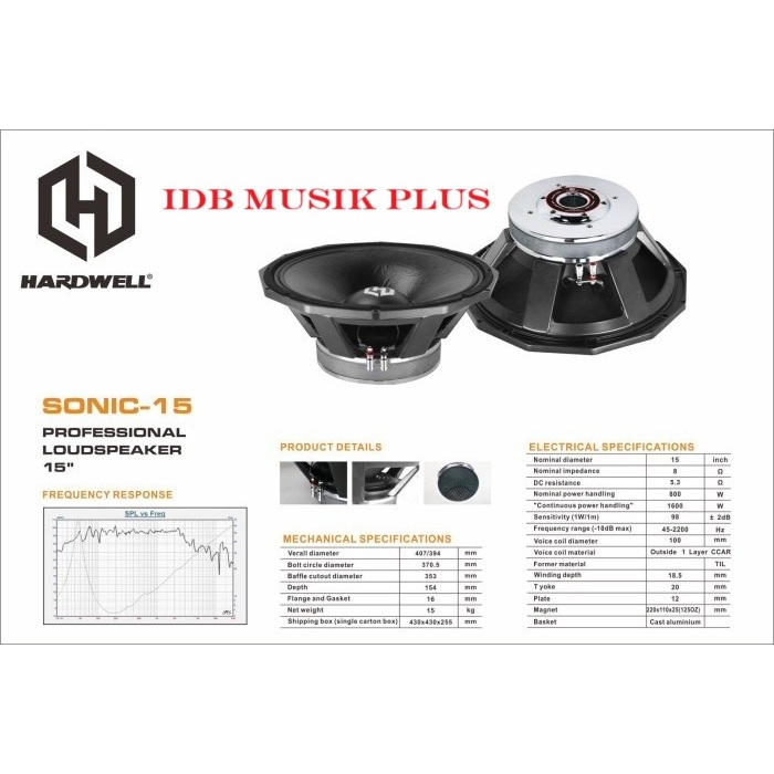 Speaker 15" Hardwell Sonic15 Sonic 15 Component Original