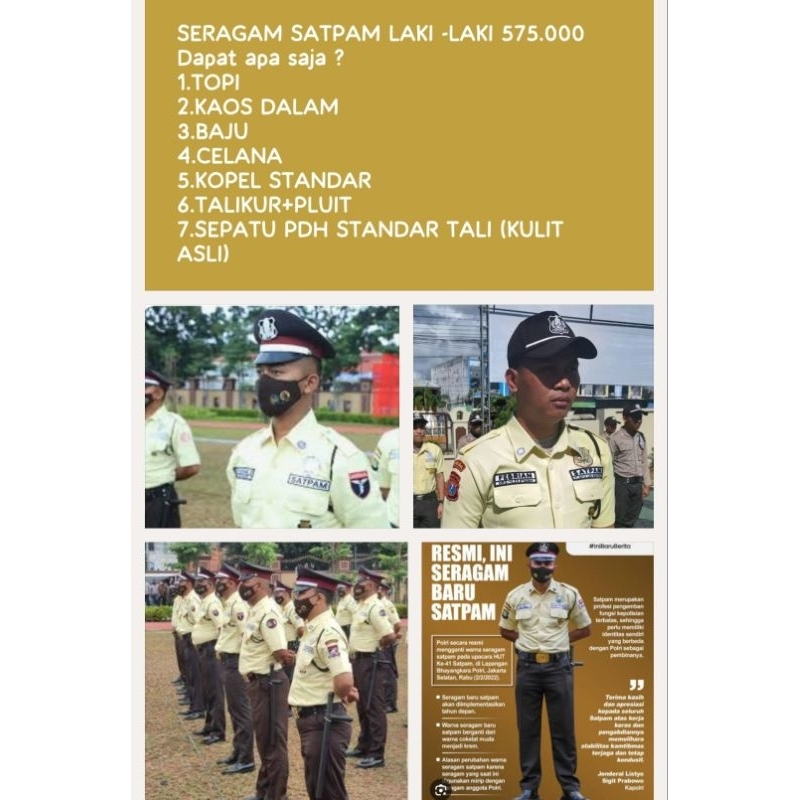 SERAGAM SATPAM PDH KOMPLIT*#BAHAN TWISS PREMIUM*#575.000 DAPAT TOPI PET +BAJU+KAOS DALAM+CELANA+KOPE
