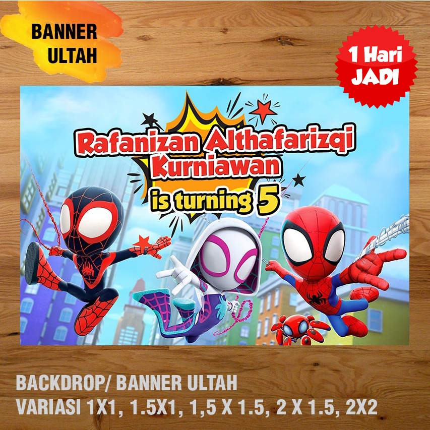 SPIDERMAN BACKDROP/ SPANDUK ULANG TAHUN UL-TAH ULANG TAHUN