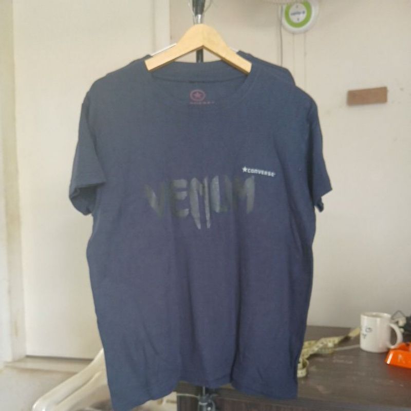 Kaos katun  CONVERSE Second Original tebal warna navy pekat kerah masih kencang LD 114cm Pjg 66cm mu