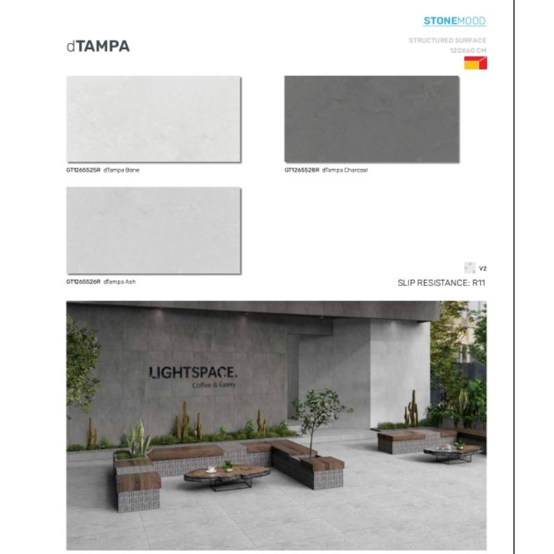 Roman Granit dTampa 120x60 big slab matt surfaced granit lantai dinding tembok outdoor indoor