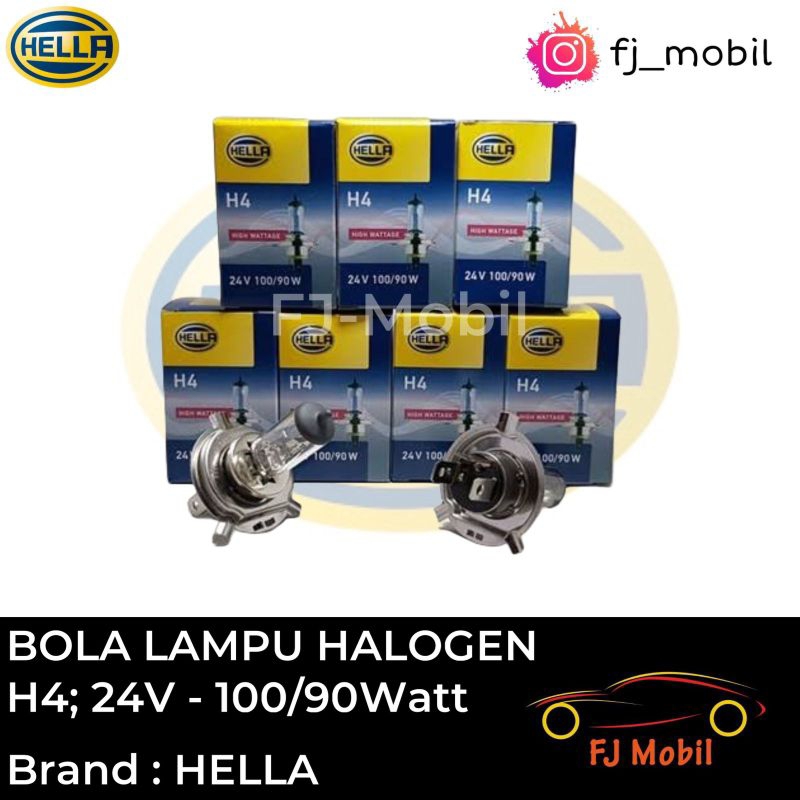 BOHLAM BOLA LAMPU DEPAN HALOGEN H4 24VOLT 100WATT - HELLA