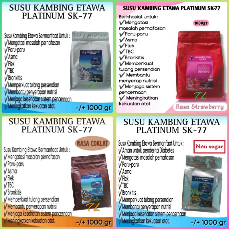 

Susu Kambing Etawa Platinum SK-77 1000gr (Solusi Atasi Nyeri Sendi, Asam Urat, Rematik, Masalah Pernafasan & Nutrisi Tulang)