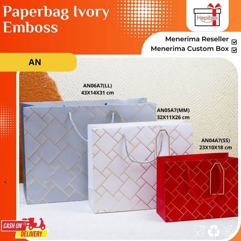 

Tas Paperbag / Paper Bag / Paperbag Tas hampers souvenir / Paperbag / Paper Bag Tebal / Tas Kado / Tas Souvenir / Paperbag Hadiah Ultah / Paperbag Besar / Tas Hampers / Paperbag Hotprint Emboss / Paper bag Landscape | AN04A8 - AN06A8