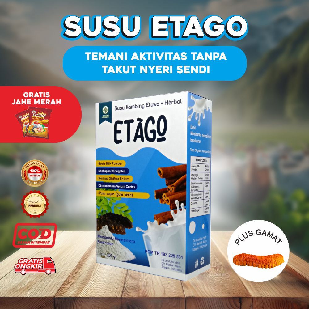 

ETAGO Susu kambing Etawa Membantu Meredakan nyeri Sendi dan Tulang, Asam Urat, Rematik + JAHE MERAH