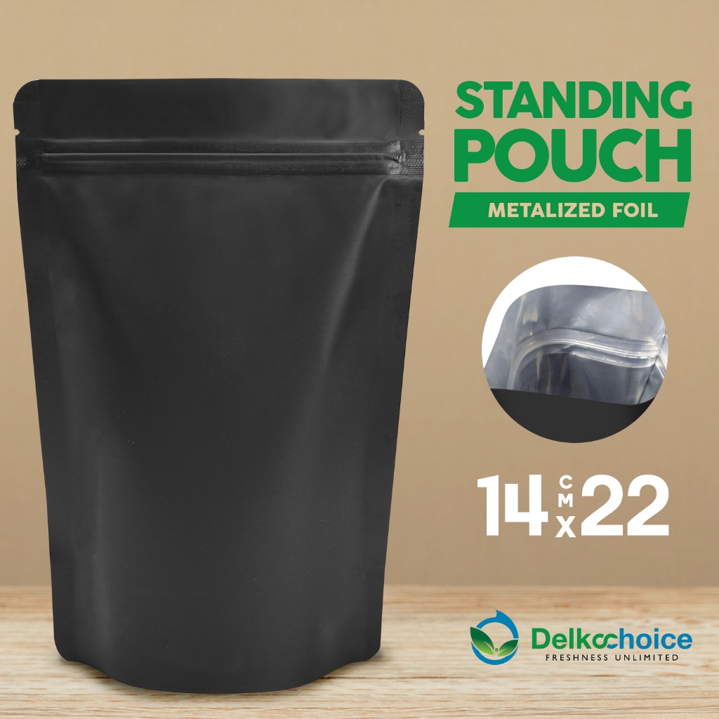 STANDING POUCH ZIP LOCK KLIP Hitam 14cm x 22cm