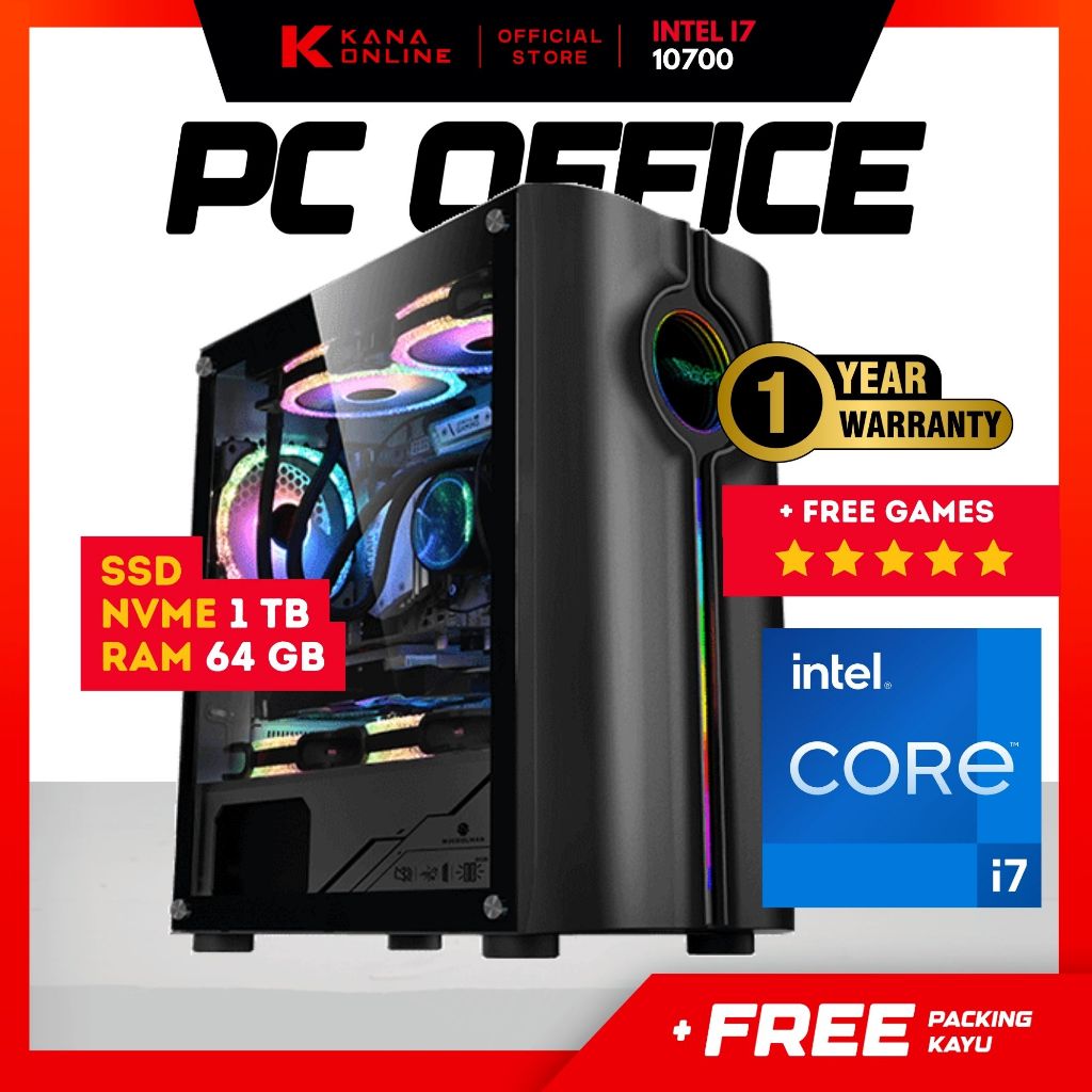 PC RAKITAN OFFICE/SEKOLAH INTEL CORE I7 10700 (GEN 10)  RAM 64 GB NVME