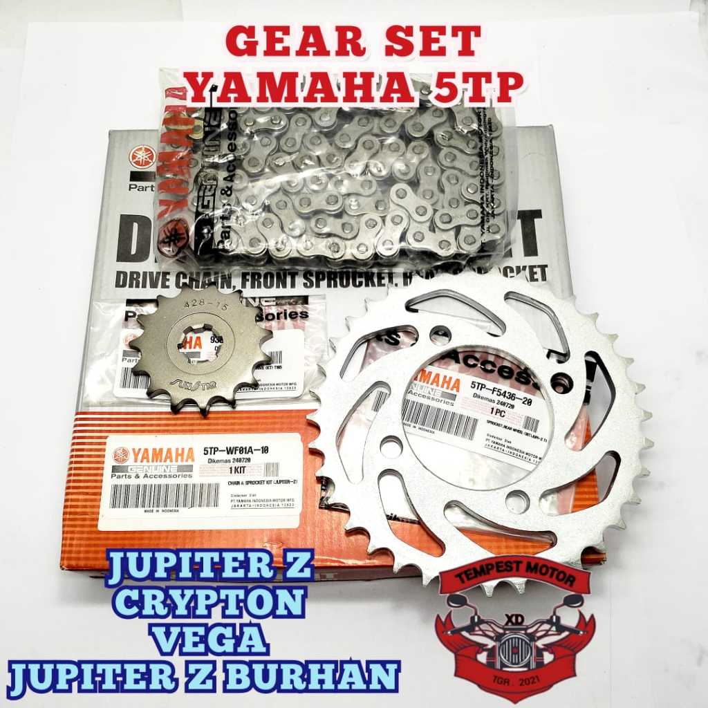 GIR SET RANTAI JUPITER Z GEAR SET YAMAHA 5TP GIR RANTAI SET ORI VEGA R NEW GER SET JUPITER Z BURHAN
