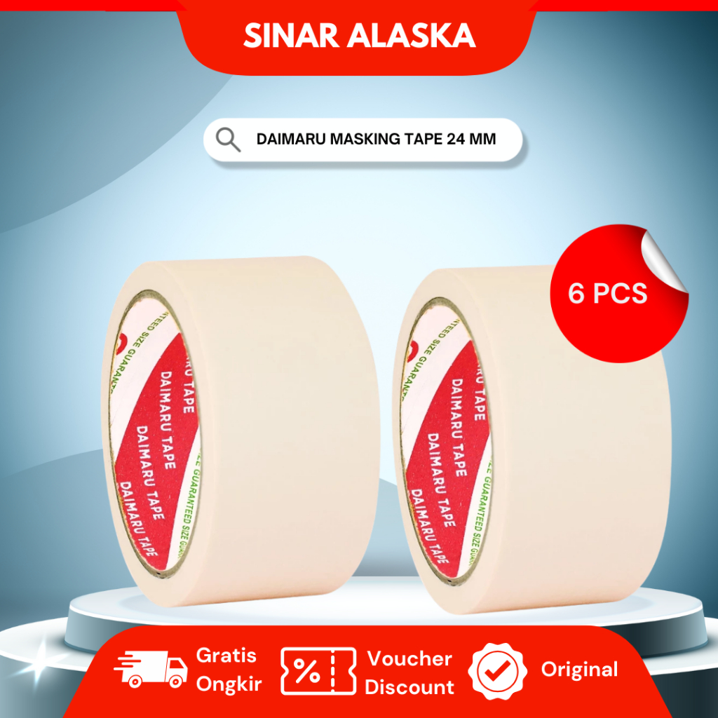 

(Paket 6 pcs) Daimaru Lakban Kertas Warna Krem 48 mm x 21 m
