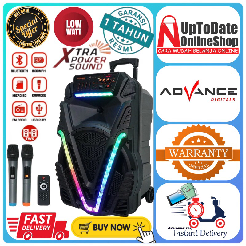 SPEAKER MEETING ADVANCE K-1507 K1507 K 1507 PORTABLE SPEAKER BLUETOOTH 15 INCH FREE 2 MIC ADVANCE SP