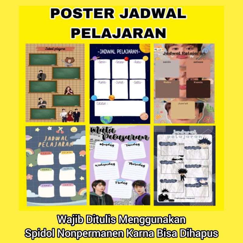 

Poster jadwal mata pelajaran sekolah