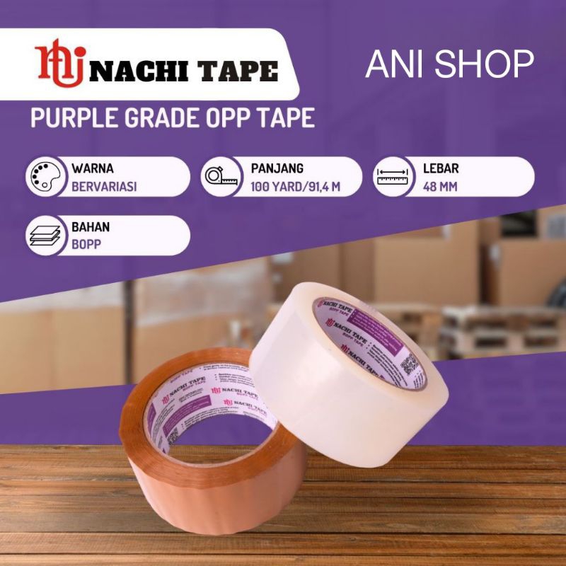 

LAKBAN NACHI TAPE UNGU 48MM 100YARD 2INCH BENING COKLAT OPP TAPE