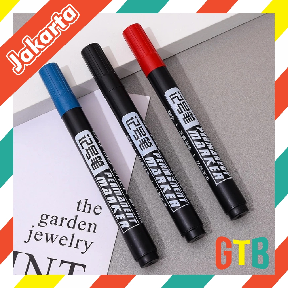 

❤️GTB❤️ Spidol Permanent Marker Permanen Tahan Air Alat Tulis Spidol Cepat Kering Tinta Minyak Hitam Biru Merah Tidak Pudar S051