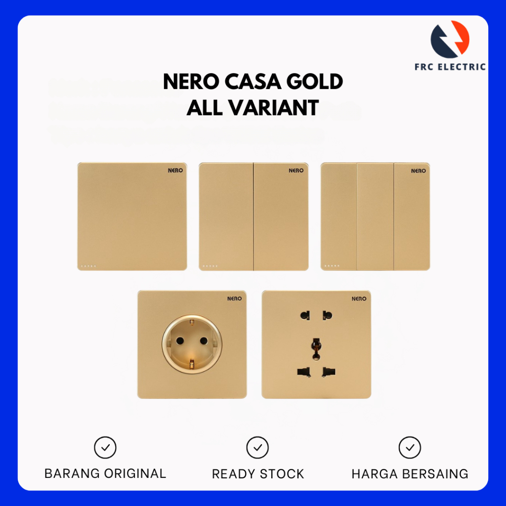 NERO CASA X2 GOLD SAKLAR STOP KONTAK - SAKLAR NERO - SAKLAR DOUBLE - SAKLAR TRIPLE - SAKLAR GOLD - S