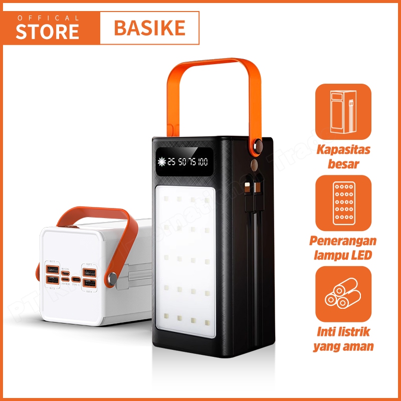 BASIKE Powerbank 50000mAh 120W Fast Charging PD22.5W with Kabel Data Type-C Lightning Flashlight