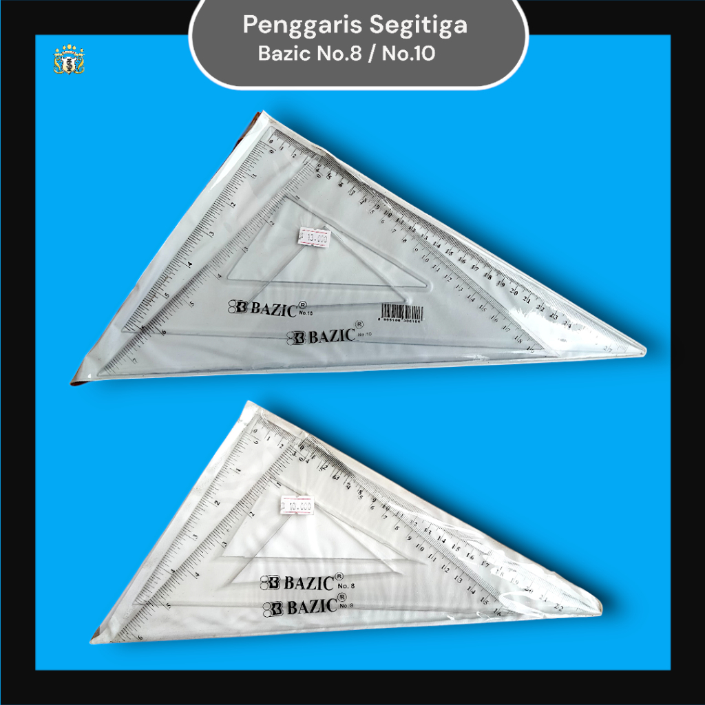 

Penggaris Segitiga Transparan Bazic No.8 / No.10 Isi 2 Pcs / Penggaris untuk Kantor / Sekolah / Serbaguna