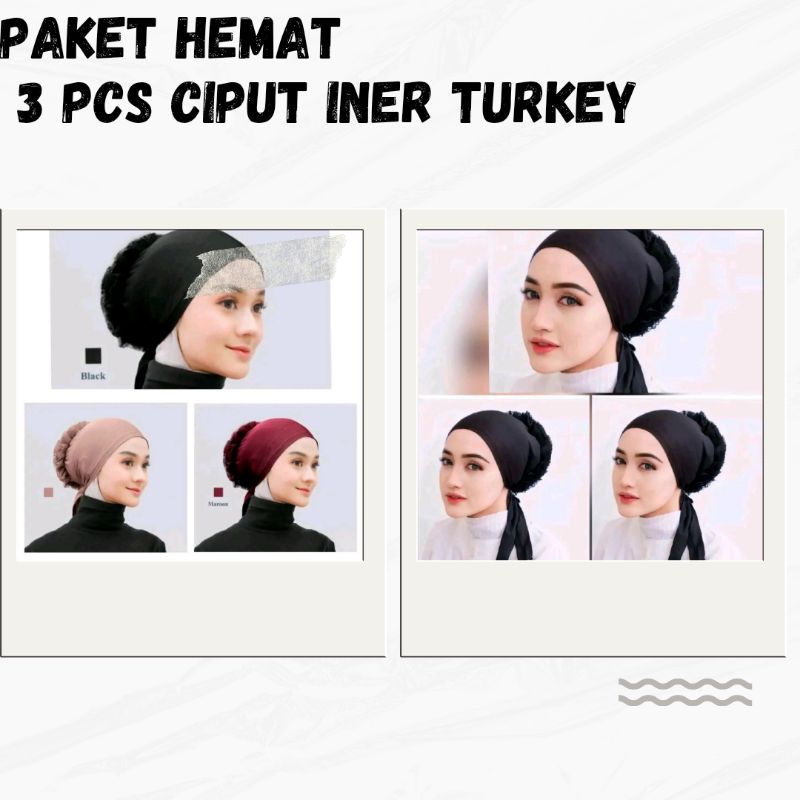 PAKET HEMAT 3 PCS CIPUT TURKY CEPOLAN BESAR/daleman ciput turky cepolan besar Turki Jilbab Dalaman