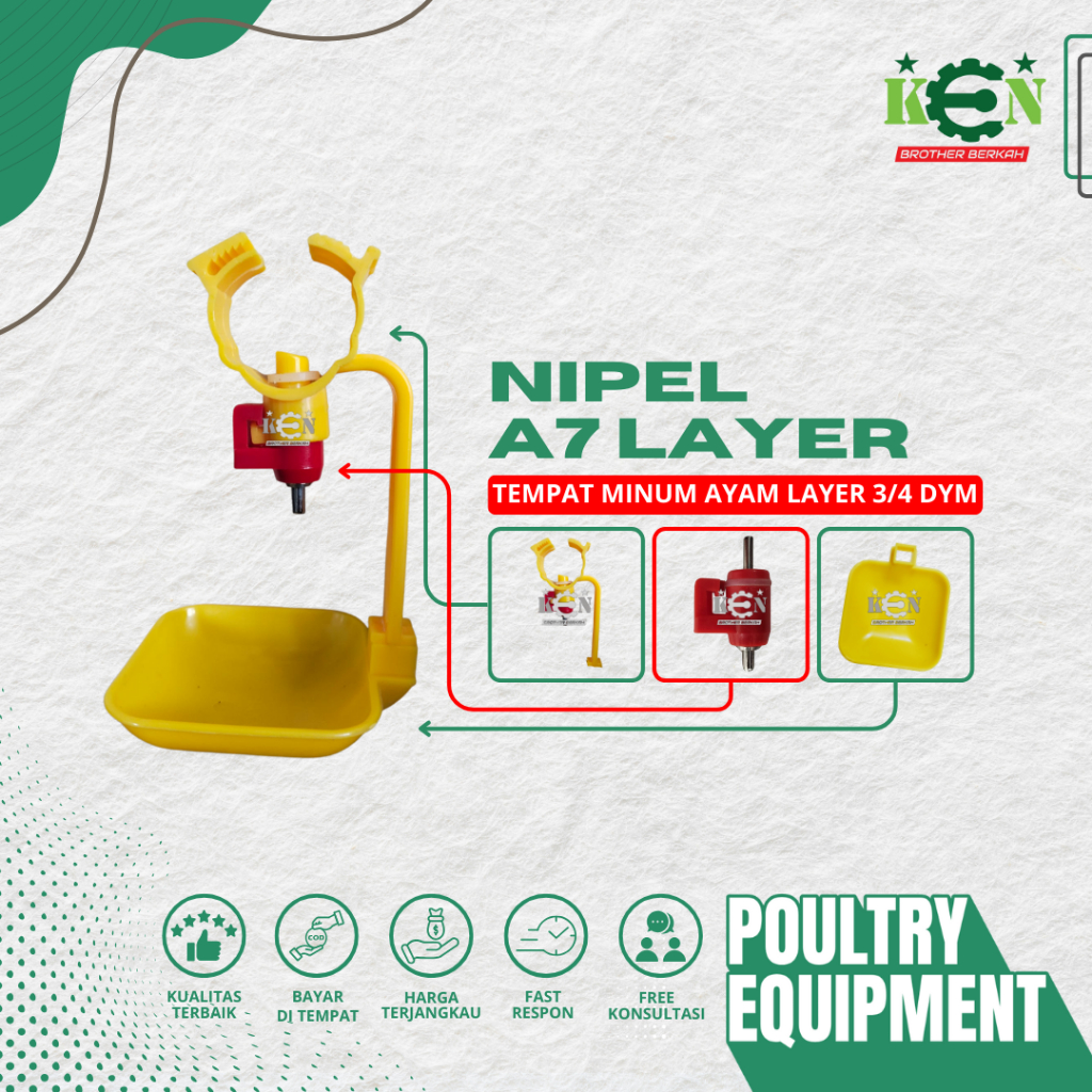 Nipel Nipple Ayam Layer Petelur Drinker Tempat Minum A7 3/4 dym