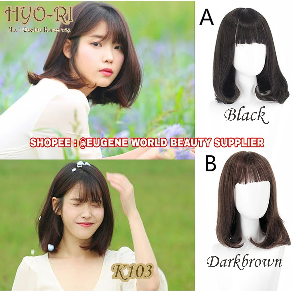 READY STOCK - WIG MODEL IU WIG COSPLAY ANIME WIG COSPLAY HIME WIG KOREA WIG CEWE CEWEK WANITA PENDEK