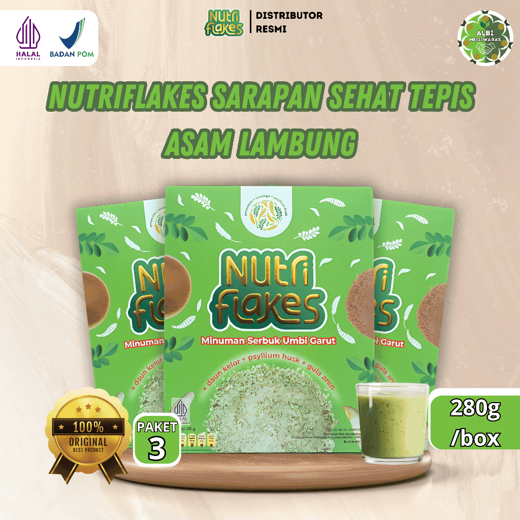 

NUTRIFLAKES 3 BOX - Sereal Murah Original Distributor Resmi Ampuh Mengatasi Masalah Lambung