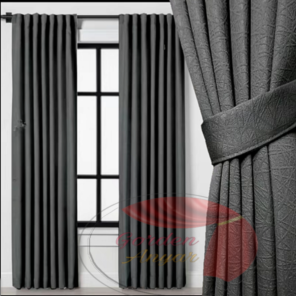 Gorden Blackout Premium Polos Import Gordeng Jendela Dan Pintu Minimalis 6 Glombang Panjang 160cm Sa