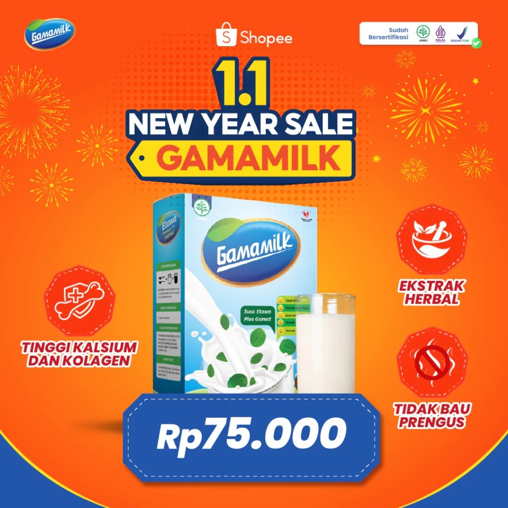 

TERBAIK 1 BOX GAMAMILK Susu Etawa Plus Gamat Cegah Permasalahan Sendi & Tulang 100% Original