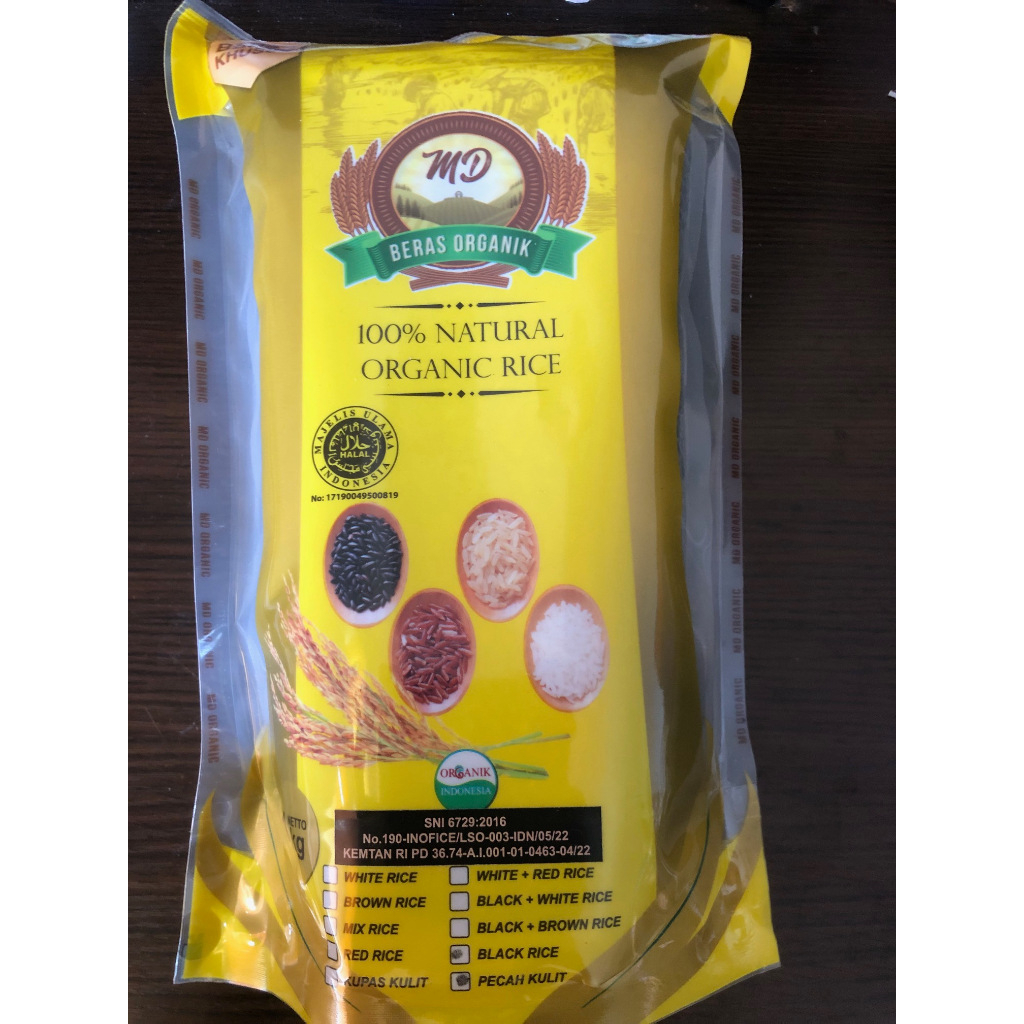 

Beras MD Organic black rice pecah kulit kemasan 1 Kg