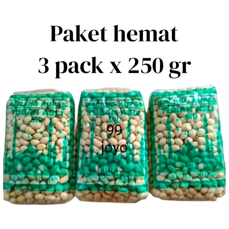 

promo kacang kupas 3 bungkus x 250 gram kemasan baru