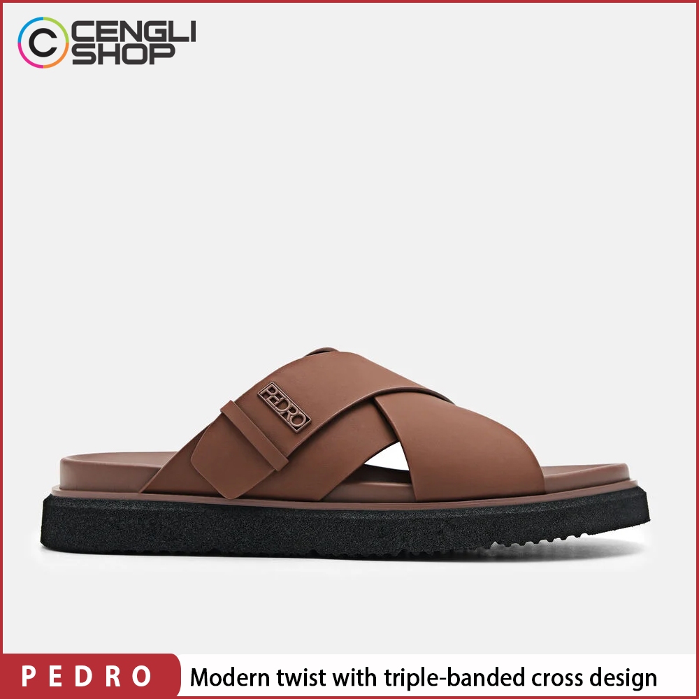 SANDAL KASUAL PEDRO PRIA ORIGINAL SENDAL SLIDE CASUAL BRANDED ASLI ORI COKLAT BROWN PM142