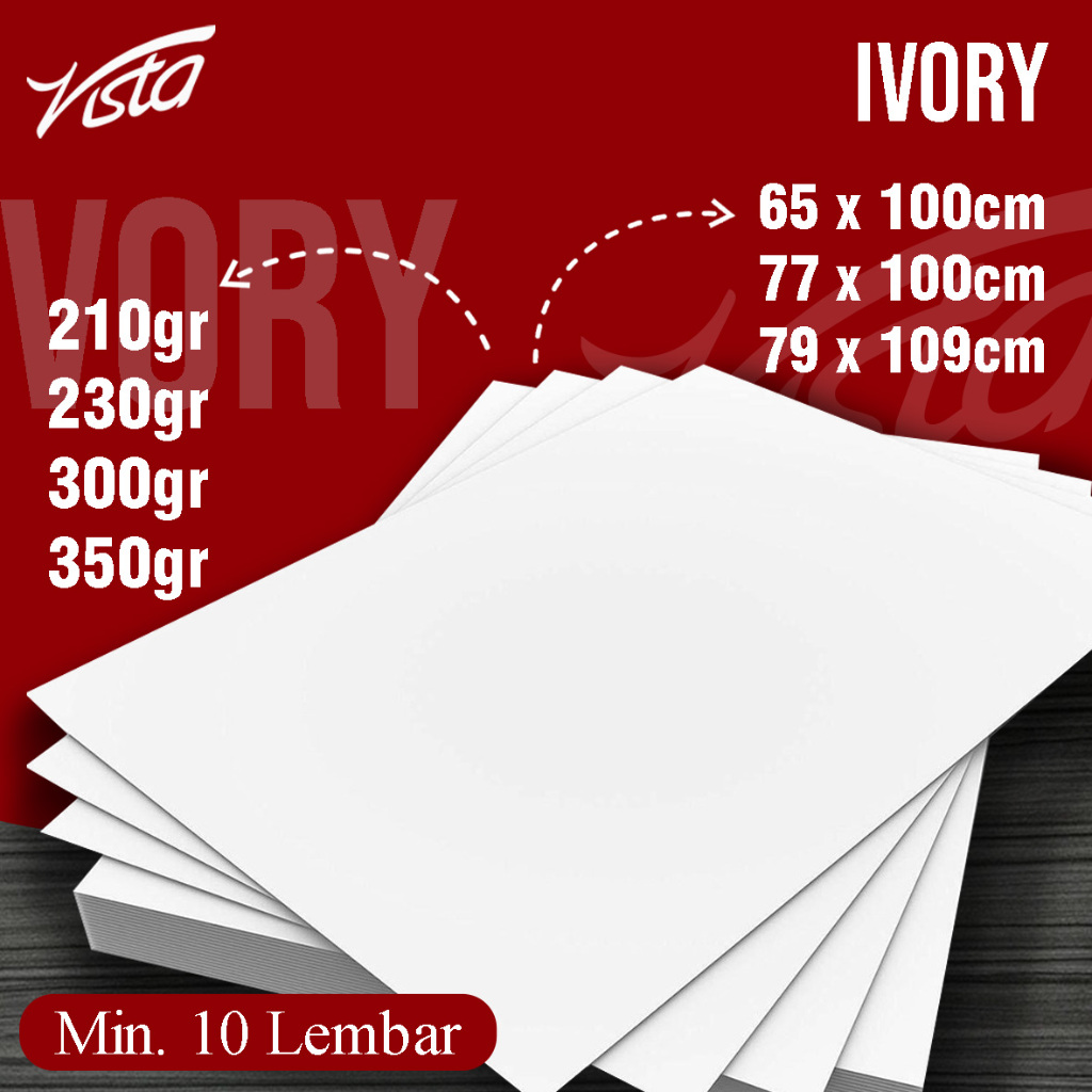 

Kertas Ivory 210gr, 300gr, 350gr ukuran 65x100cm dan 79x109cm