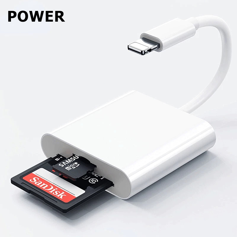 POWER 2 in 1 SD+TF Card Reader  iPhone to SD Card / TF Card / Reader Adaptor Data Transfer