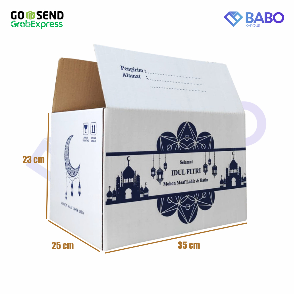 

(MIN ORDER 5 PCS) DUS SEMBAKO LEBARAN 35x25x23 / BOX HAMPERS PARCEL IDUL FITRI / BOX SEMBAKO (Putih Bulan 5 Pcs)