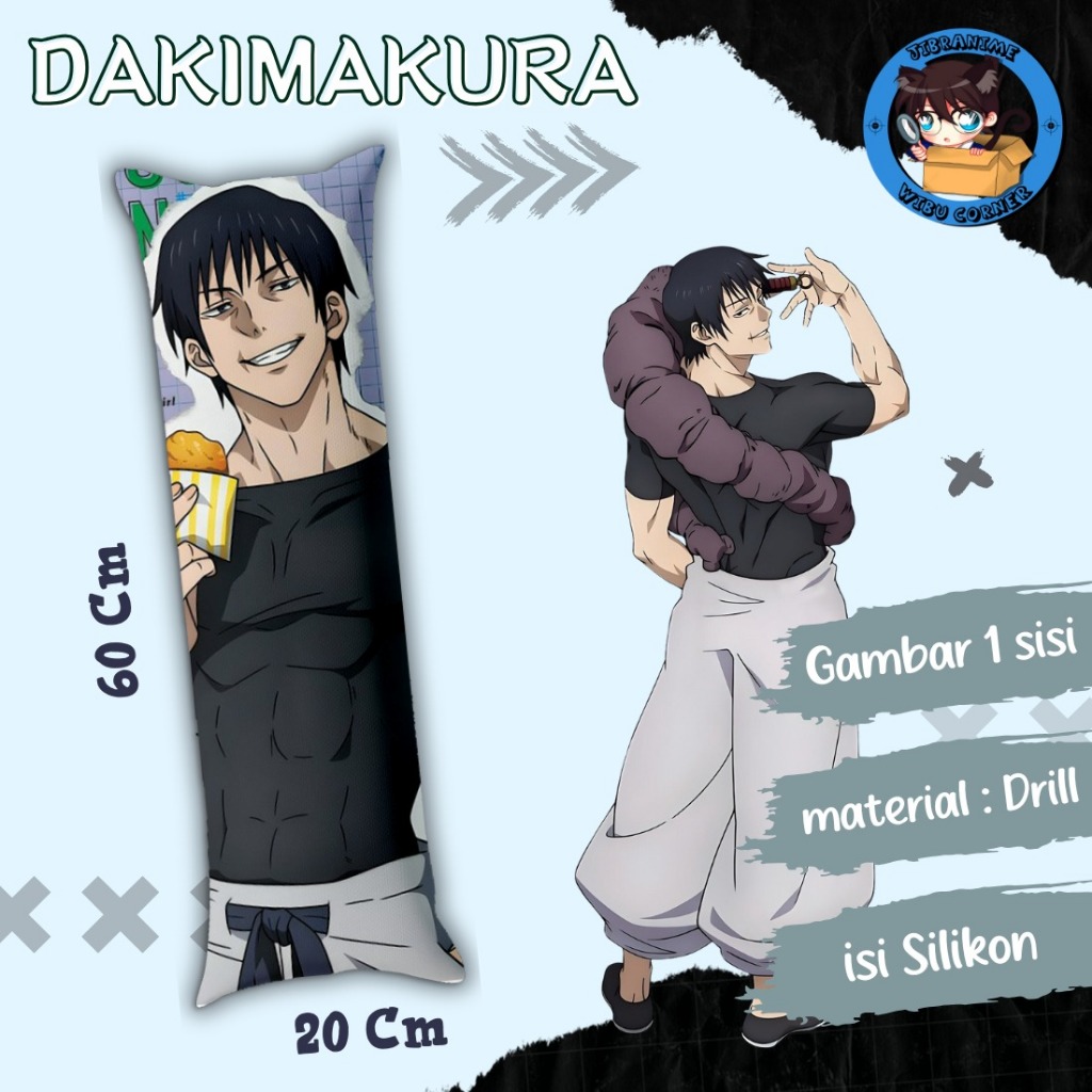 dakimakura / guling anime toji fushiguro jujutsu kaisen 60x20 cm sudah isi