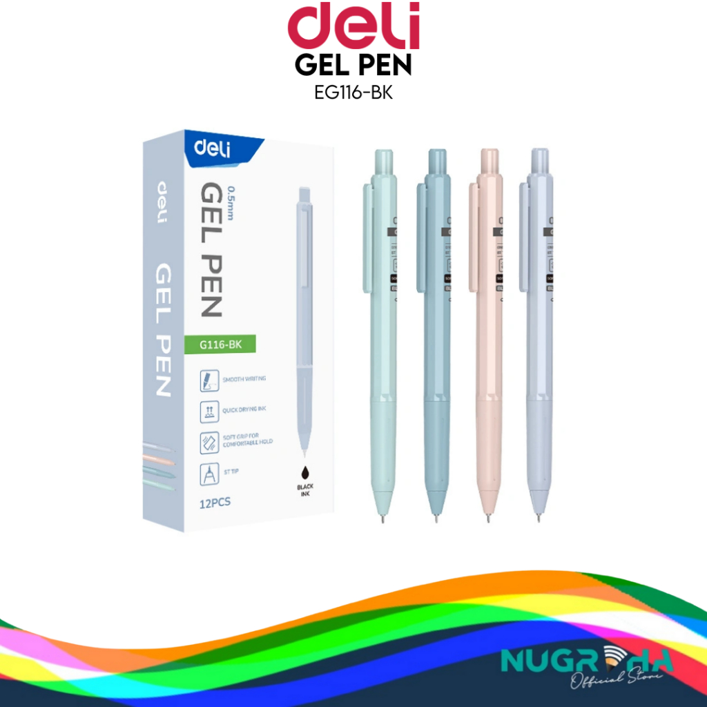 

DELI G116-BK GEL PEN PENA BALLPOINT PULPEN HITAM 0.5 MM