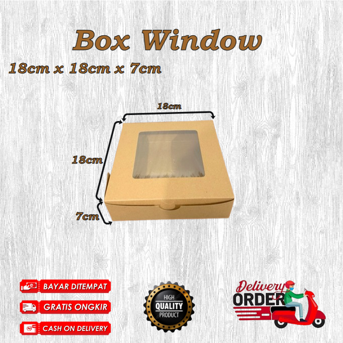 DUS KOTAK NASI WINDOW CRAFT UK. 18X18X7CM / KOTAK KUE LUNCH BOX WINDOW CRAFT - KOTAK NASI JENDELA UK