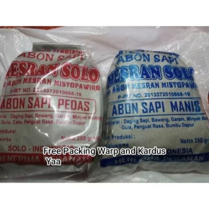 

Abon Mesran Oleh Oleh khas Solo Original (Abon Daging Sapi, Abon Daging Ayam Dan Serundeng Kelapa)