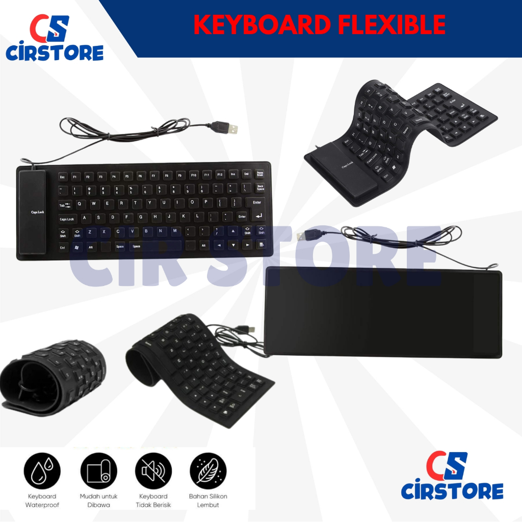 Keyboard Flexible USB for PC Laptop Notebook/ keyboard silikon lipat Flexible Plug USB/ Keyboard  US