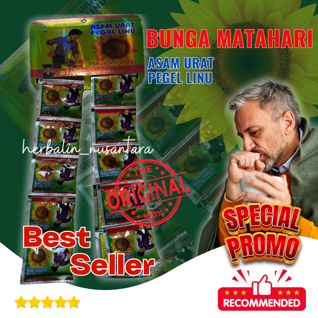 

Bunga Matahari Kapsul Asam Urat Pegel Linu Original 20 Saset Asli Ampuh