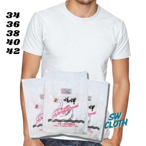 KAOS OBLONG PRIA PUTIH SWAND BRAND - KAOS DALAM LENGAN PENDEK POLOS
