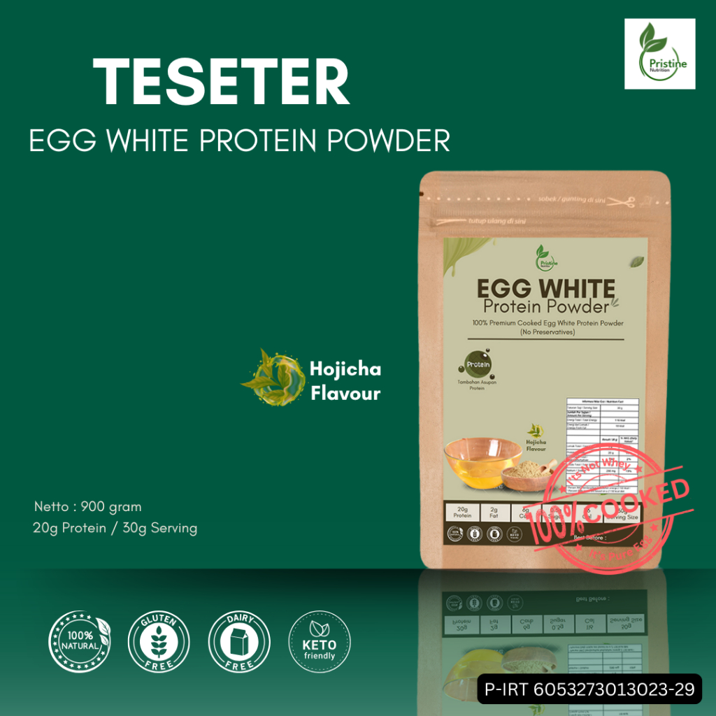 TESTER Protein Putih Telur Egg White Protein Powder Hojicha Pristine Nutrition